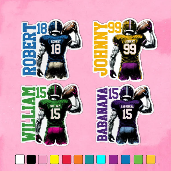 Custom Football Name Sticker, Personalized Name Number Football
