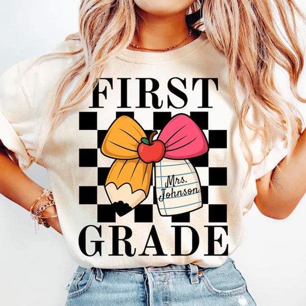 Custom First Grade Teacher Shirt, Comfort Colors 1st Grade Teacher Name Shirt