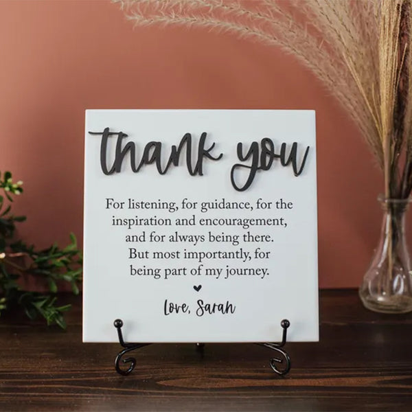 3D Custom Thank You Ceramic Tile Plaque With Stand, Thank You Mentor Sign