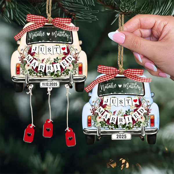 Personalized Just Married Car Ornament,