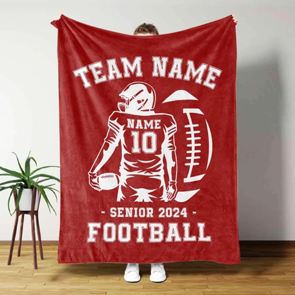 Name Football Senior Gift for Football Team Personalized Football Blanket