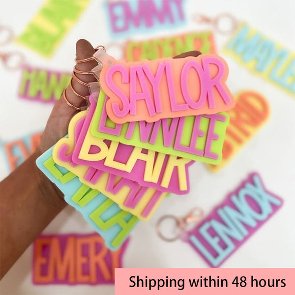 Neon Backpack Tags, Kids Keychains, Personalized Keychain
