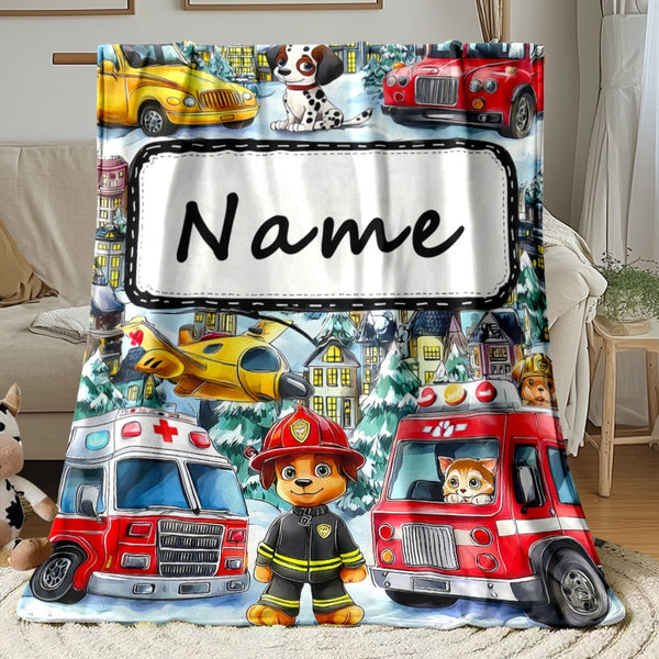Personalized Fire Rescue Blanket Custom Name/Text