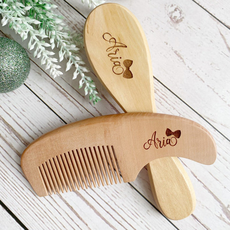 Personalised Baby Hair Brush and Comb Set/ Newborn Gifts/ Baby Keepsake/ Baby Wooden Brush