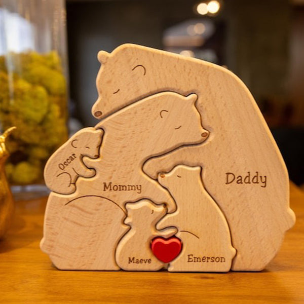 Personalized Wooden Bear Family Puzzle, Baby puzzle