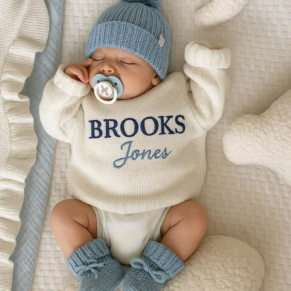 Personalized Embroidery Baby Sweater, Newborn Sweater Christmas 2025