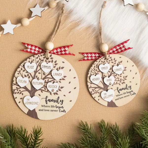 Personalized Family Tree Ornament, Family Gift