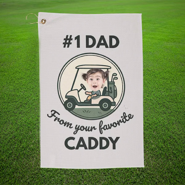 Personalized Custom Golf Towel for Dad with Child's Photo