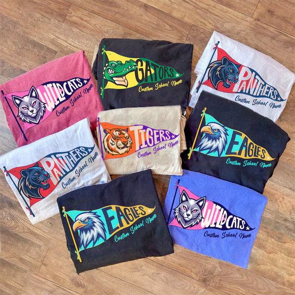 School Spirit Pennant Shirt, Custom Mascot T-shirt, High School Football Shirt