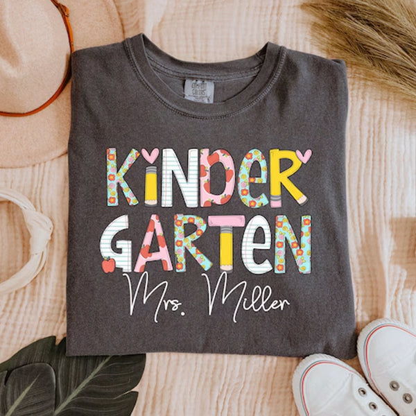 Personalized Kindergarten Teacher Comfort Colors Shirt