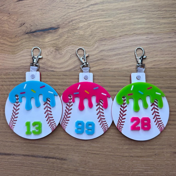 Personalized Baseball Bag Tag, Ice Cream Drip Bag Tag