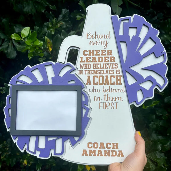 Custom Cheer Coach Photo Frame | Personalized Cheer Wall Hanging