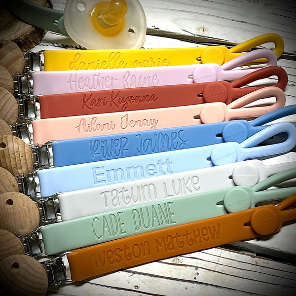Personalized Baby Pacifier Clip Silicone Clip Holder Custom Baby Gift