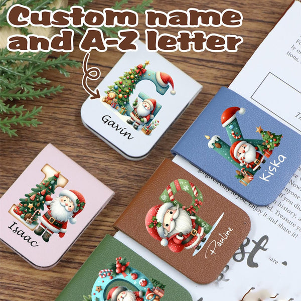 Personalized Christmas Magnetic Bookmark, Custom Name & Initial A-Z