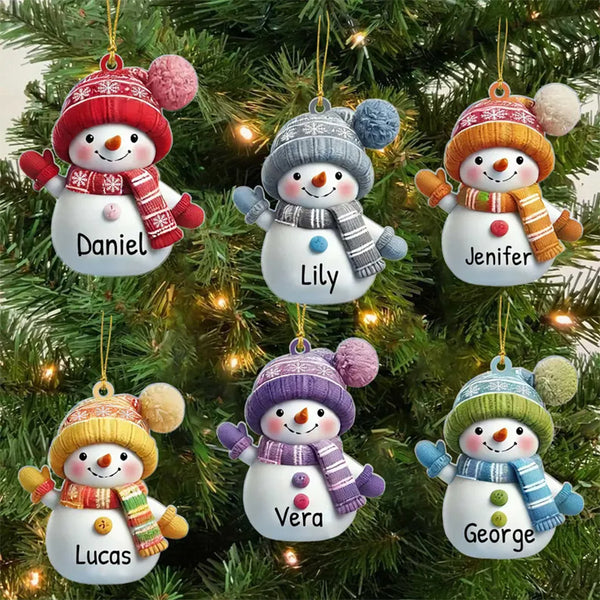 Personalized Snowman Christmas Acrylic Ornament Set
