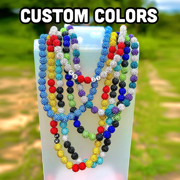 Custom Baseball Sparkle Beaded Necklace Bro Beads Baseball Rhinestone Necklace