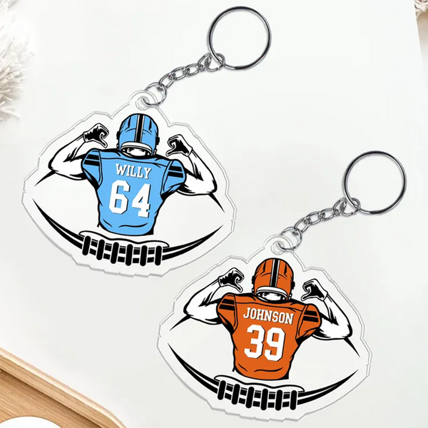Personalized Football Bag Tag, Custom Name Keychain