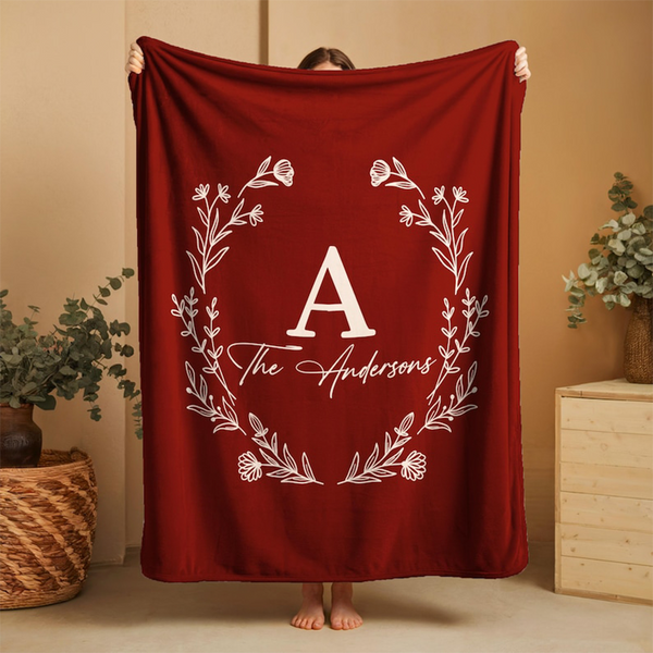 Custom Family Name Blanket, Last Name Initials Blanket