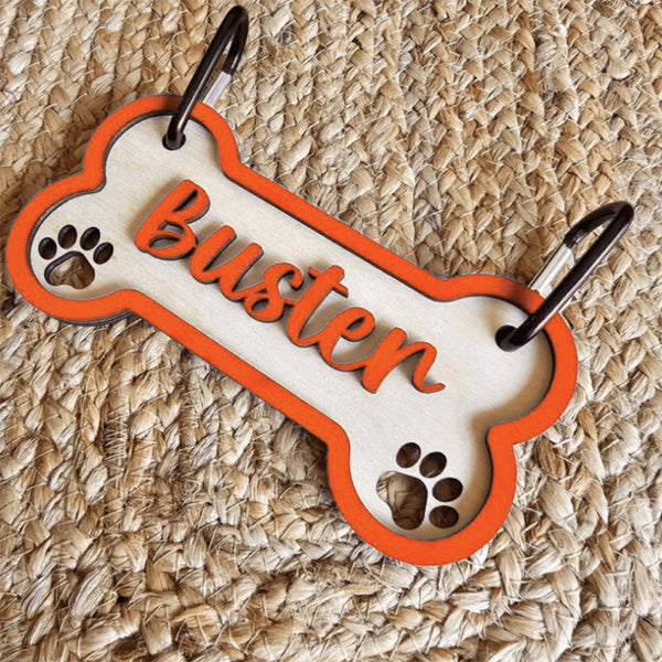 Customizable Dog Bone Sign - Personalized Pet Decor Gift with Paw Prints