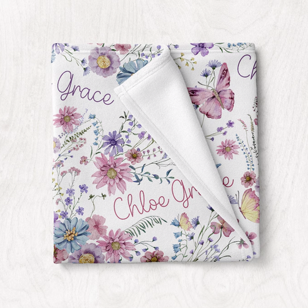 Personalized Girl Name Blanket, Custom Toddler Girl Gift