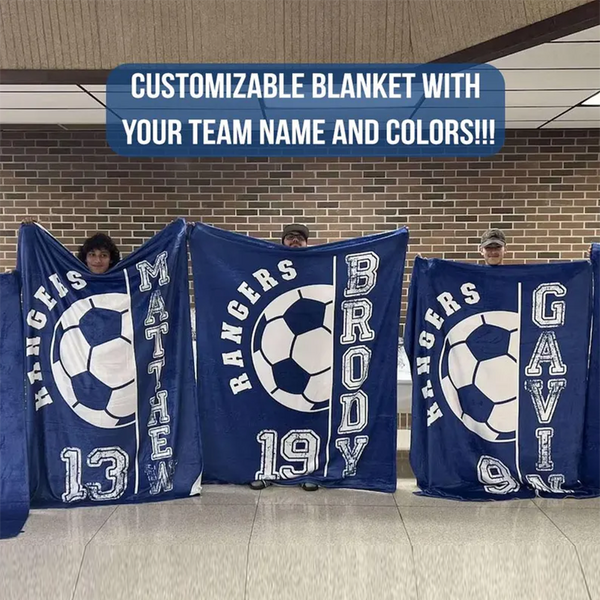 Custom Soccer Blanket, Personalized Name Soccer Senior Gift