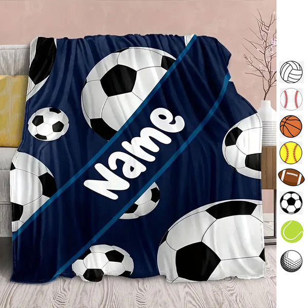 Customizable soccer -Themed Flannel Blanket with Name