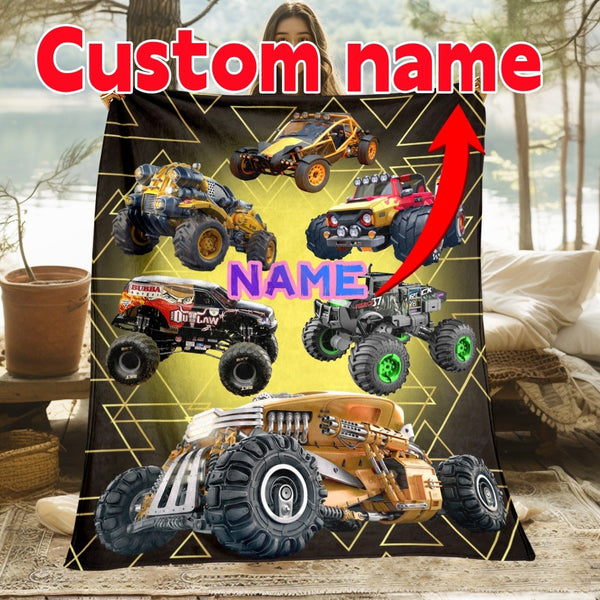 Custom Name Cozy Blanket: Featuring Cool Cross Country Vehicles