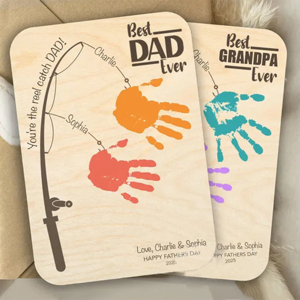 Fishing Handprint Sign, DIY Handprint Sign, Personalized Gift from Kids