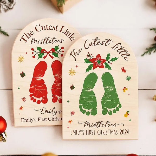 Personalized Baby Footprint Christmas Plaque