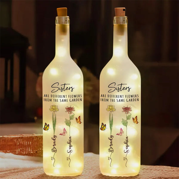 Personalized Sisters Are Different Flowers From The Same Garden Bottle Lamp