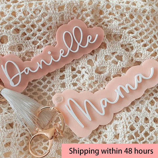 Double Layer Name Keychain Keyring Bag Tag Gift Acrylic