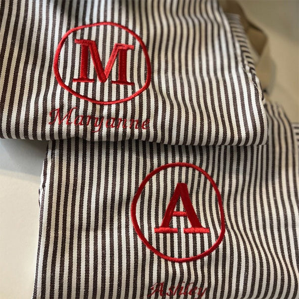 Personalized Embroidered Striped Apron