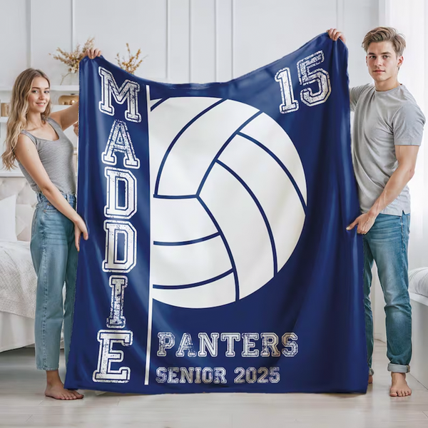 Personalized Volleyball Blankets: Custom Team Senior Night Gift