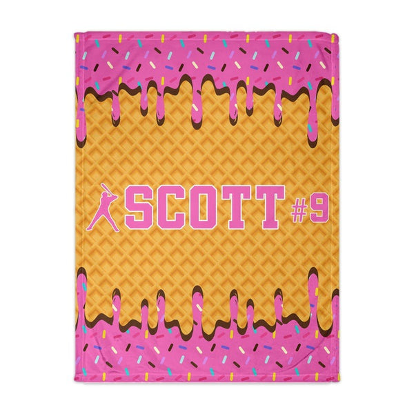 Personalized Baseball Blanket, Custom Ice Cream Drip Throw