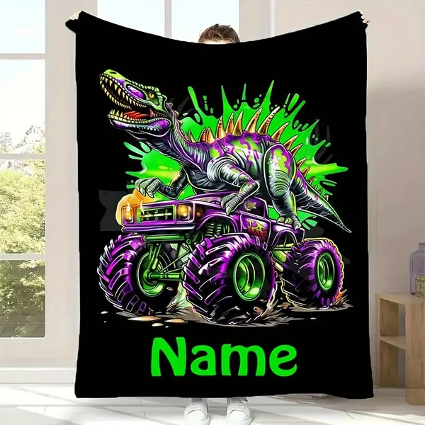 Personalized Monster Truck Flannel Blanket