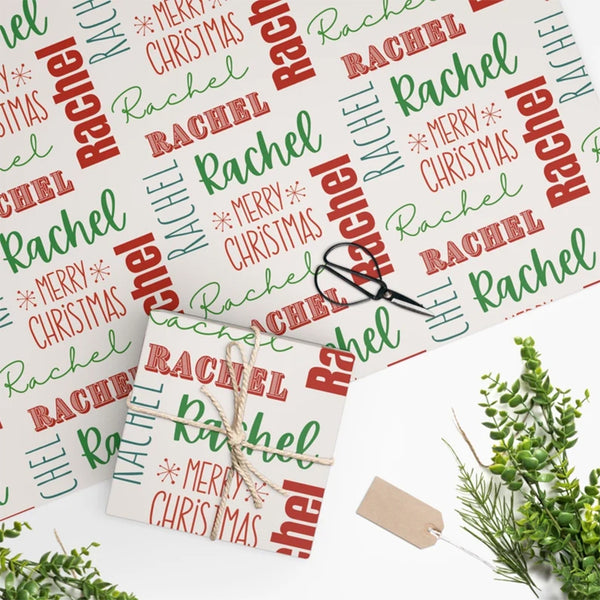 Personalized Name Christmas Wrapping Paper