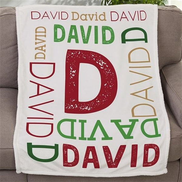 Christmas Repeating Name Personalized Fleece Blanket