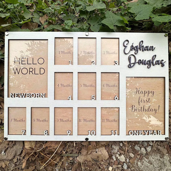 Custom Baby First Year Picture Frame, Newborn To One Year Photo Frame