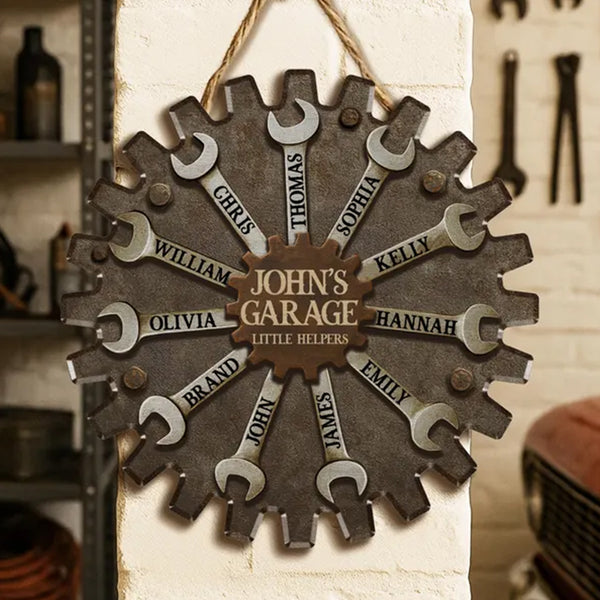 Personalized Garage Sign for Dad, Custom Father's Day Gift with Kids' Names