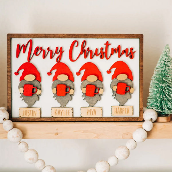 Merry Christmas Gnome Family Sign - Gnome Family Decor