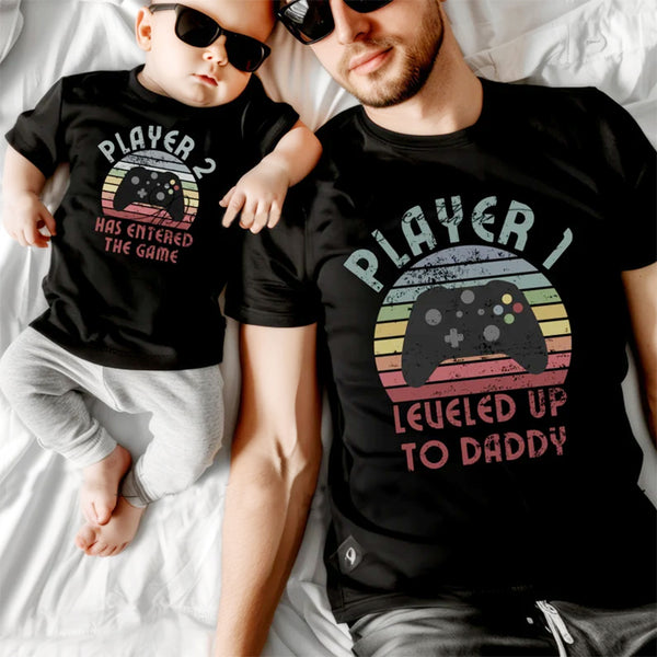 Matching Dad Baby Shirt, Player 1 Player 2 Matching Tee
