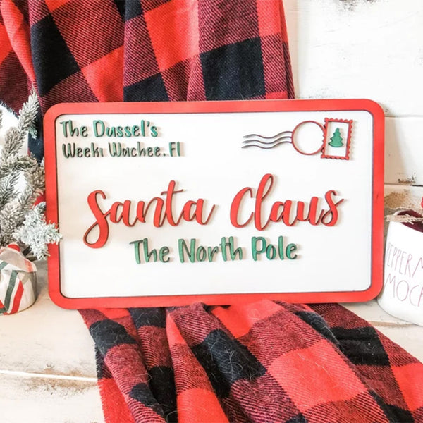 Letters to Santa Claus - Personalized Family Name Letter to Santa Sign