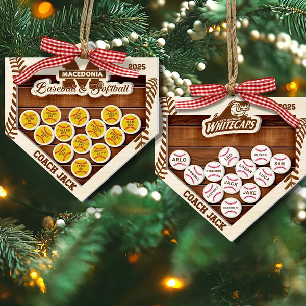 Personalized Baseball Coach Christmas Gift, Custom Softball Coach Gift