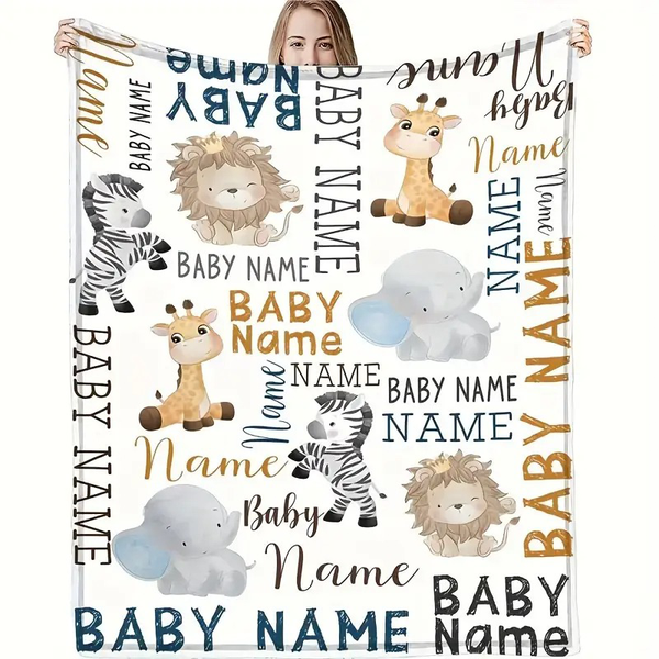 Custom Your Name, Animal Flannel Fleece Blanket