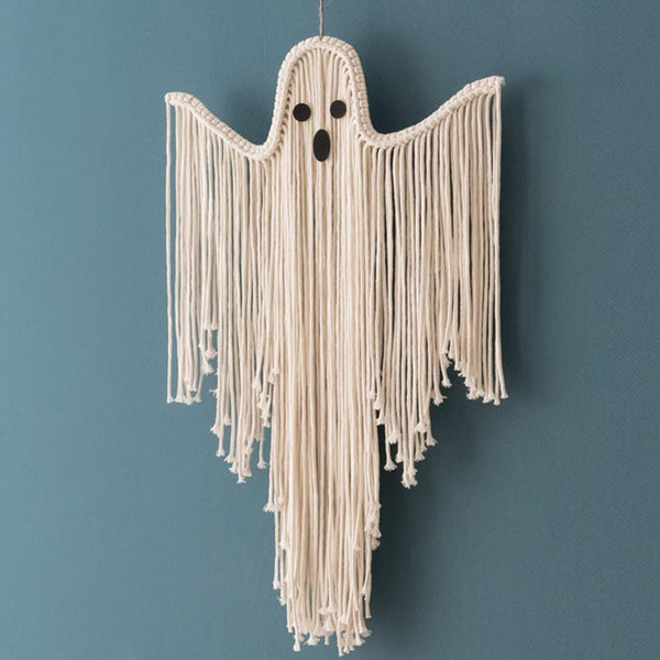 Halloween Macrame Ghost Spooky Wall Hanging for Gothic Decor V73