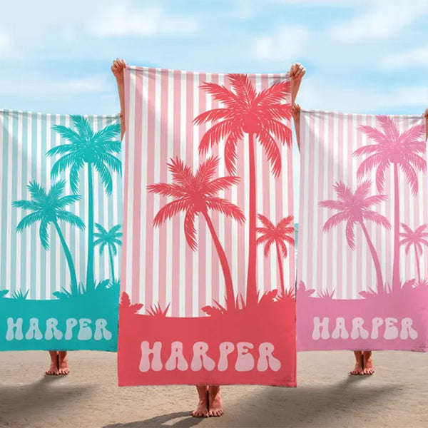 Beach Towels, Palm Tree Personalized Beach Towels