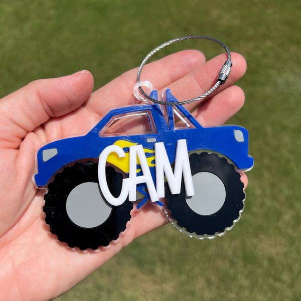 Monster Truck Keychain, Personalized Truck Bag Tag