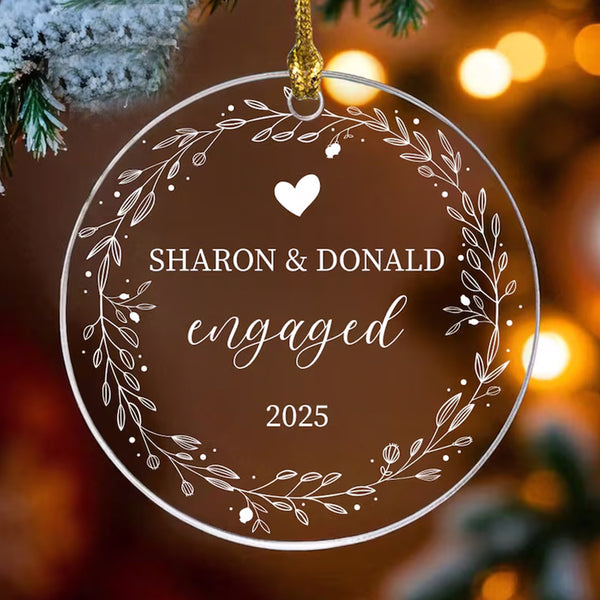 Personalized Engaged Ornament, Engagement Gift Ornament