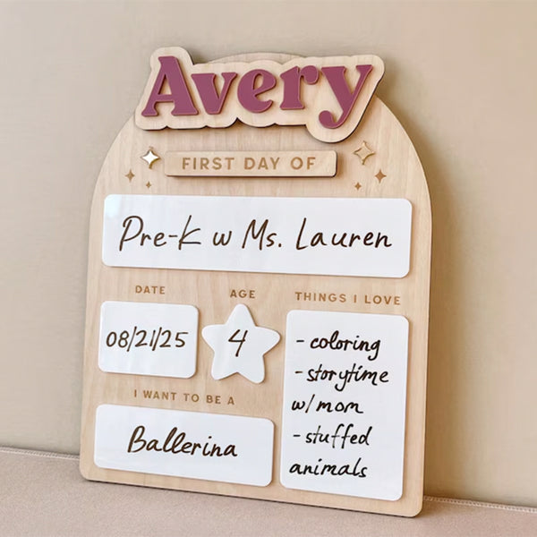 Personalized First Day of School Sign Reusable First Day of Preschool Sign