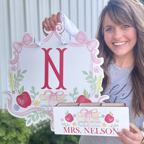 Teacher Door Hanger- Personalized Teacher Pencil Holder and Door Hanger